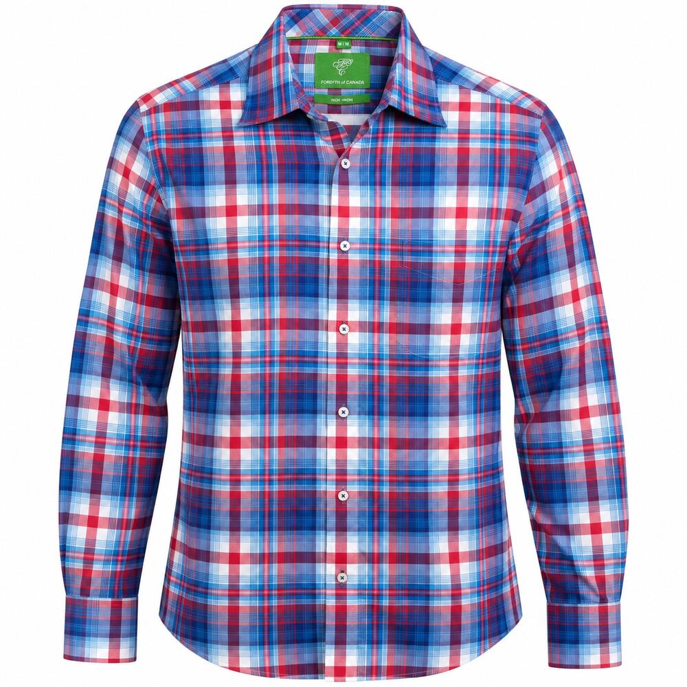 Non-Iron Classy Plaid Button Down Stretch Sz Medium